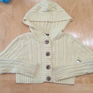 Juniors szM cable knit crop sweater hoodie